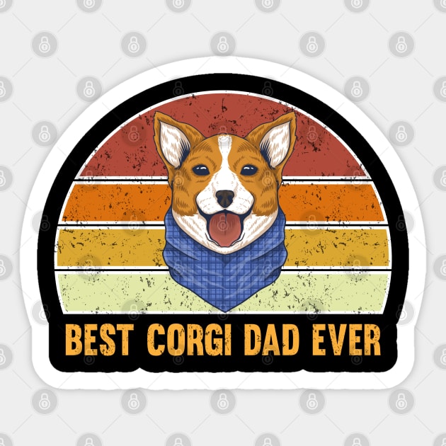 Best Corgi Dad Ever Gift Vintage For Men Sticker by madani04